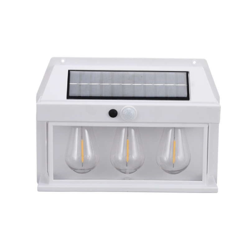 Solar wall lamps, retro garden lamps, outdoor waterproof tungsten filament household human body sensor lamps, outdoor waterproof lamps details Picture