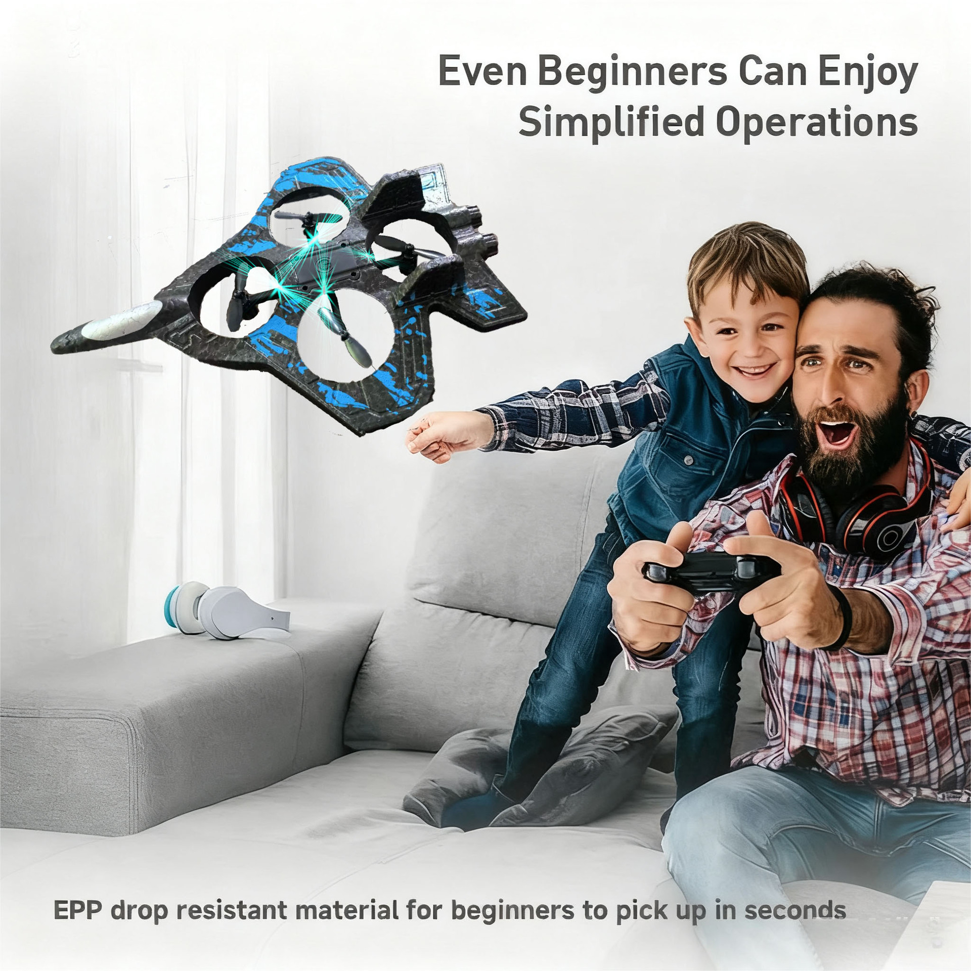 Cross-border new remote-controlled aircraft, stunt aircraft, foam aircraft, light charging, shock-resistant four-axis drone toy Application Scenario