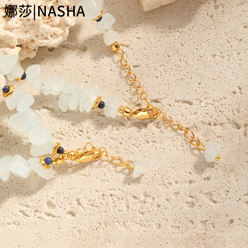 Nasha European and American style, trendy and cool, irregular natural stone beaded bracelet necklace, suitable for both men and women, ethnic style jewelry Specification image