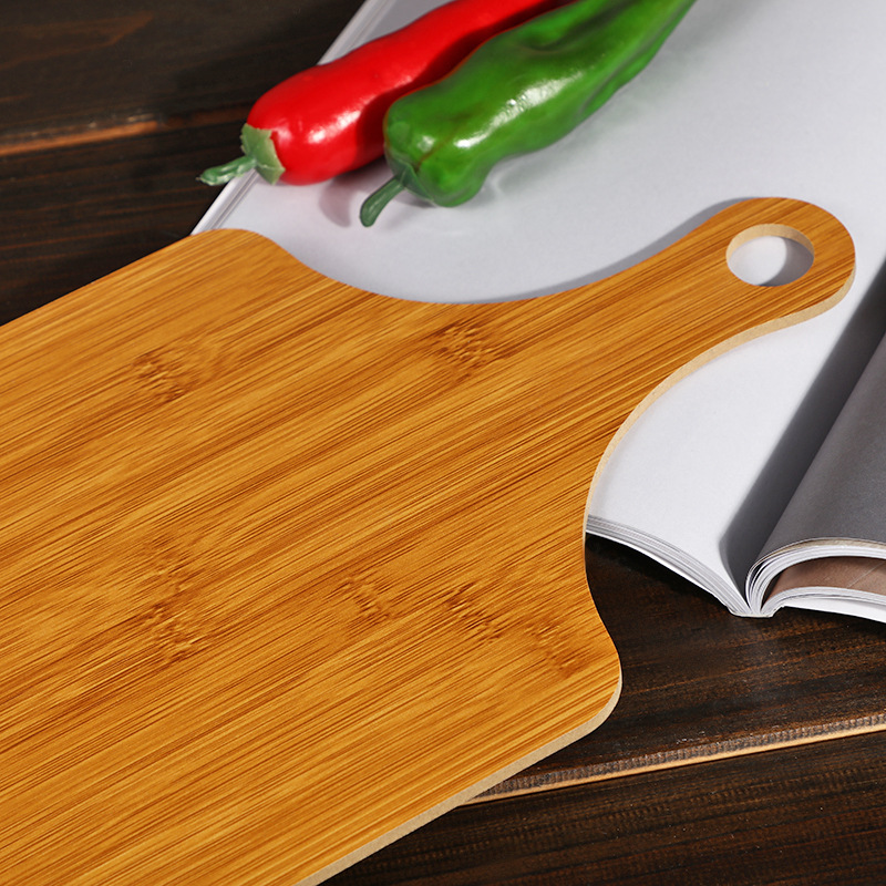 Wholesale of simple solid wood cutting boards for household use in the kitchen, featuring wooden bamboo grain with handles, fruit boards, cheese and pizza boards, and baking Specification image