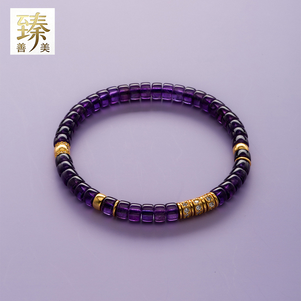 Natural crystal +925 silver + interlocking yellow dragon jade amethyst, amethyst bracelet, necklace, interlocking bracelet wholesale Specification image