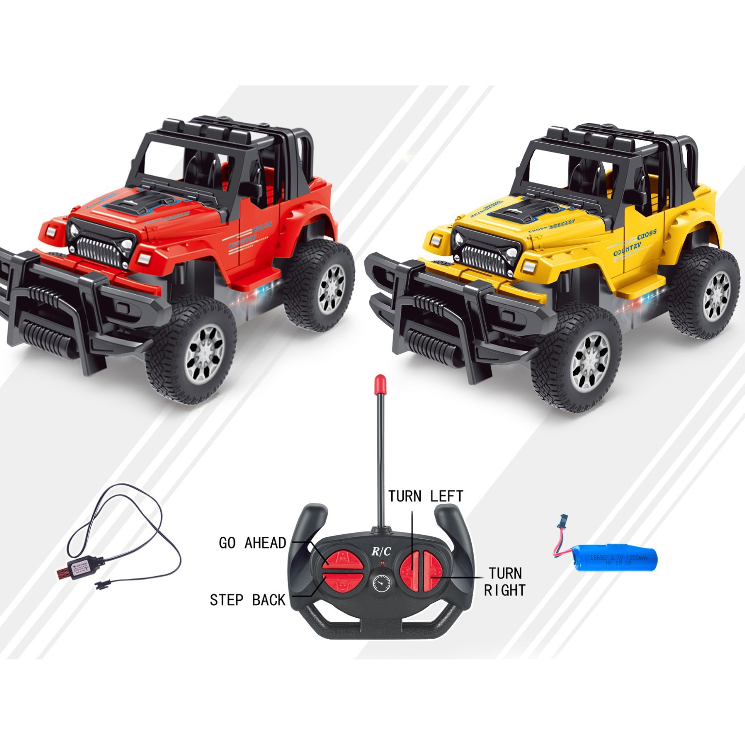 Children's 1:18 Four-way electric light remote control simulation Jeep, off-road vehicle, climbing car, racing car, toy charging version Item Picture