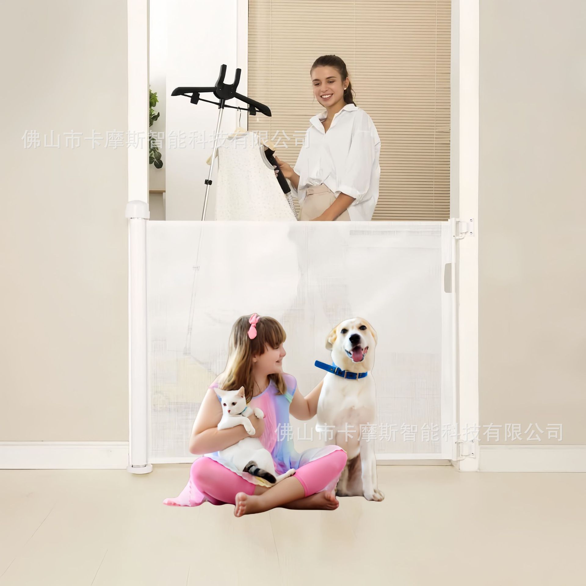 宠物儿童伸缩安全门栏楼梯防护门栏可免打孔