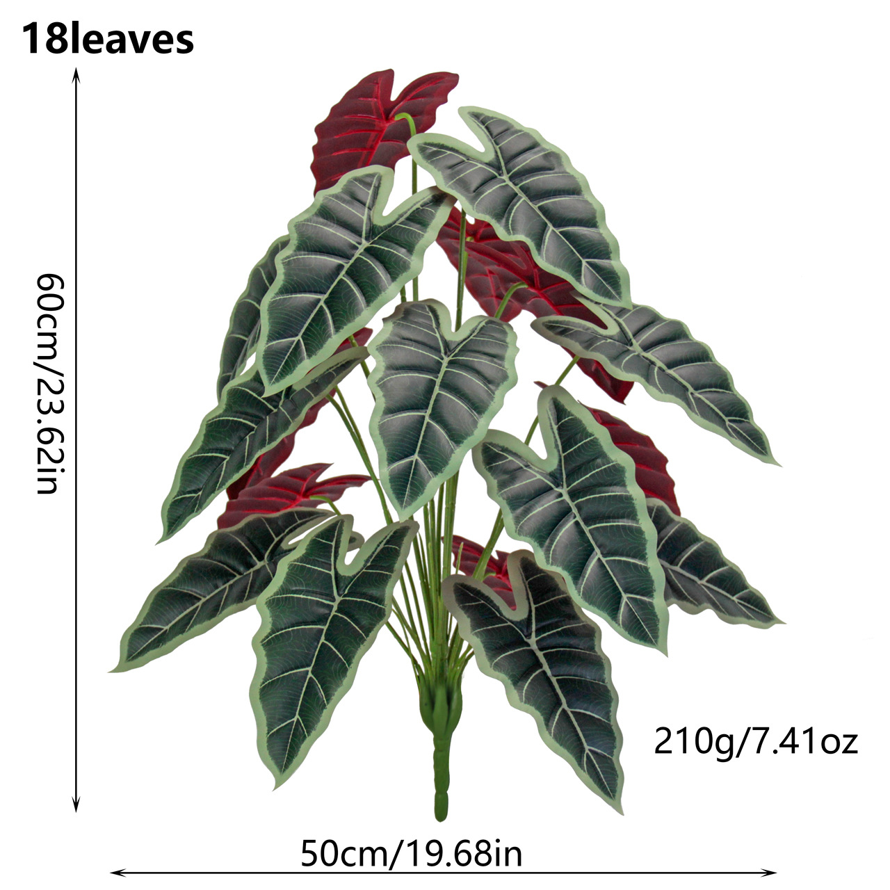 Artificial green plant 18-leaf lucky lily, plastic plant for living room, dining room, table, flowerpot decoration, outdoor garden landscaping