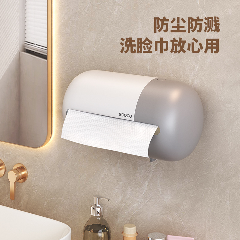 Kitchen tissue paper rack, non-drilling wall-mounted tissue paper box, lazy person wiping arrangement rack, bathroom toilet paper roll box Application Scenario
