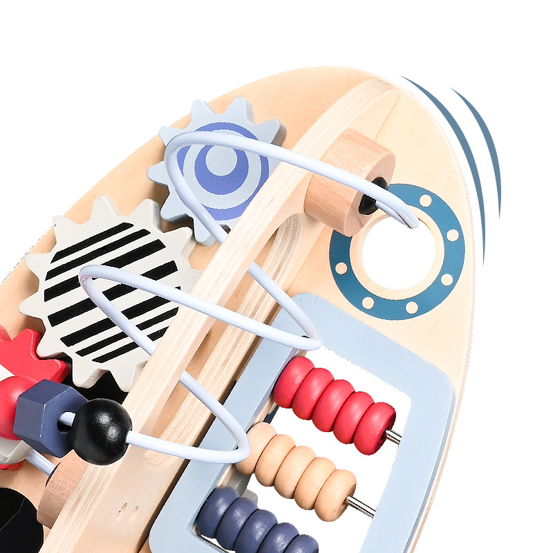 Cross-border children's wooden space rocket beaded wooden baby Montessori multi-functional educational toys for early learning Application Scenario