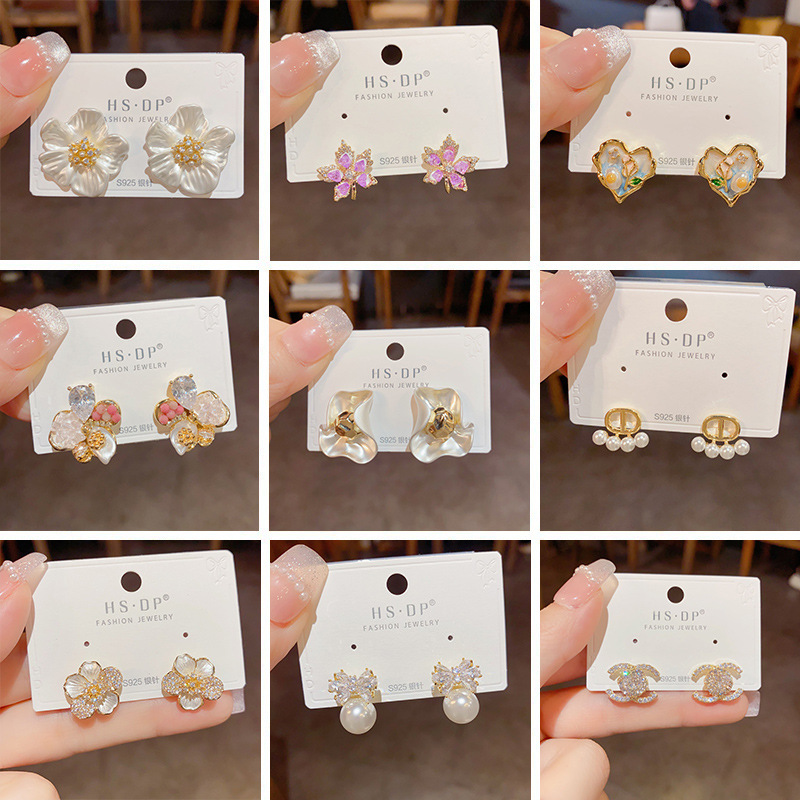 简约经典耳钉推荐100款百搭时尚925银针耳环锆石珍珠几何耳饰批发