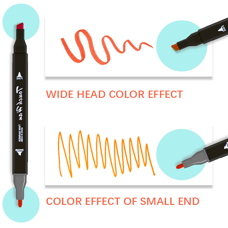 24-color New student Black Art washable Marker Pen, Colorful double-pointed note-taking pen for children Marcador details Picture