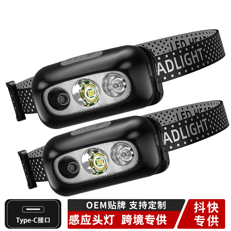 Ultra-bright headlamp, long-lasting charging, head-mounted high-intensity sensor flashlight, led night fishing light, long-lasting lithium battery