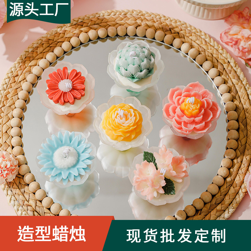 琉璃莲花盏香薰蜡烛小众高级香薰伴手礼室内香氛摆件礼物批发