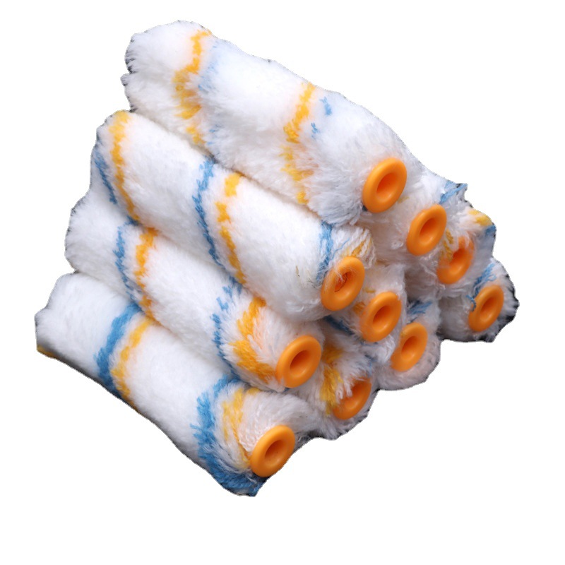 Wall painting roller brush: 4-inch 689 hot-melt cotton thread roller paint coating brush head, five-color bristle brush art paint Item Picture