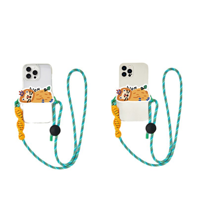 Long adjustable phone back clip crossbody lanyard that can be worn around the neck, phone case shoulder strap lanyard, double-button doll lanyard Item Picture