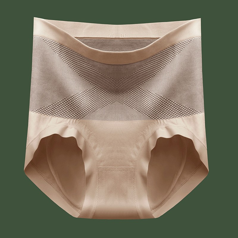 黑绷带无缝高腰女士内裤大码高弹收腹提臀舒适裸感三角裤内裤女士高腰舒适