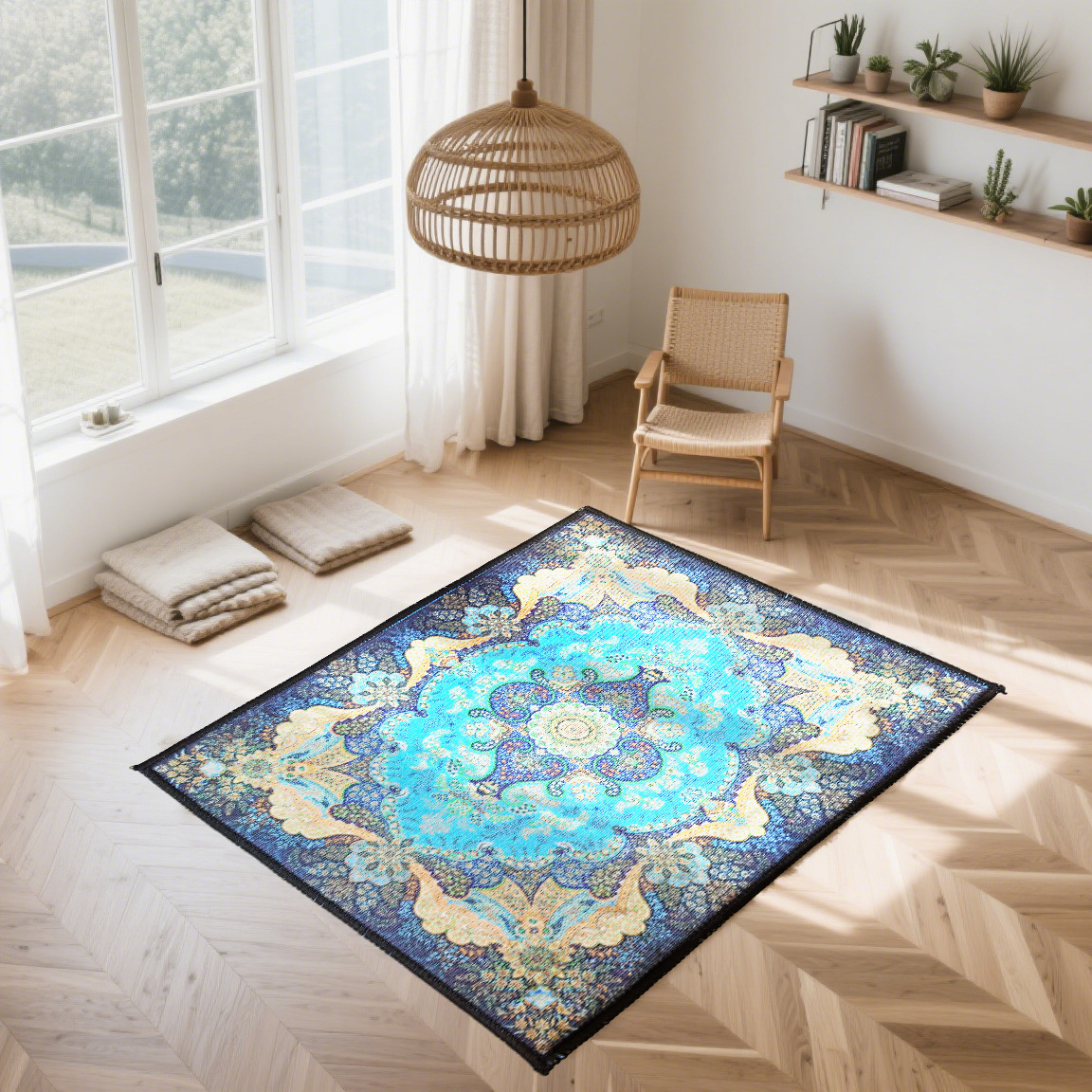 水晶绒3D波斯图案土耳其风格卧室床边满铺地毯家居客厅装饰沙发毯