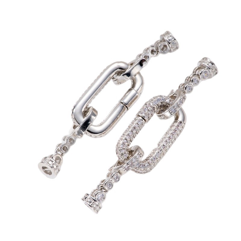 Pearl necklace buckle chain, full zirconium heavy industry handcrafted end buckle, connecting buckle, mother-and-child buckle, sweater chain diy accessories Item Picture