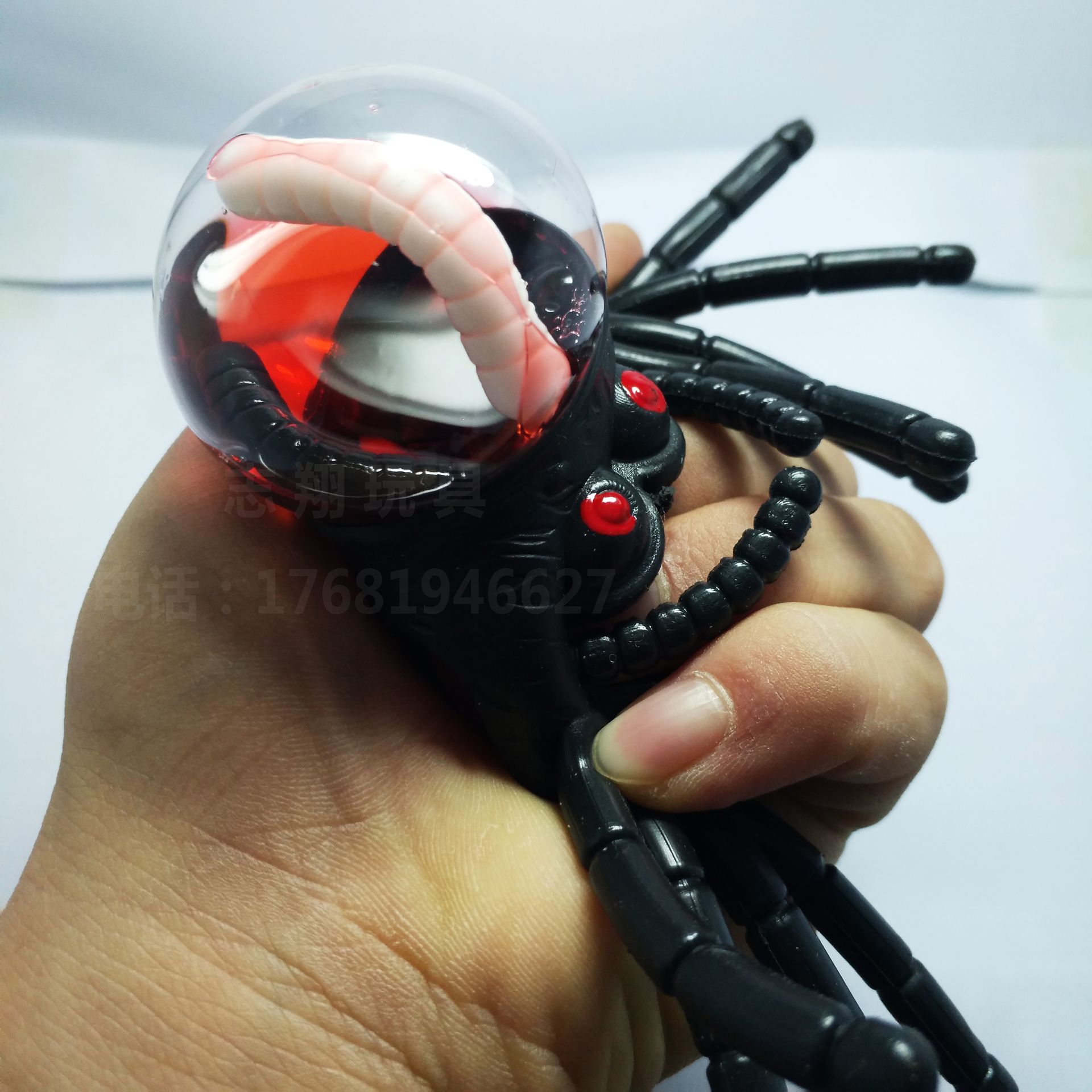 蜘蛛发泄球带虫 蜘蛛虫水发泄球 整蛊玩具  厂家直销TPR儿童玩具