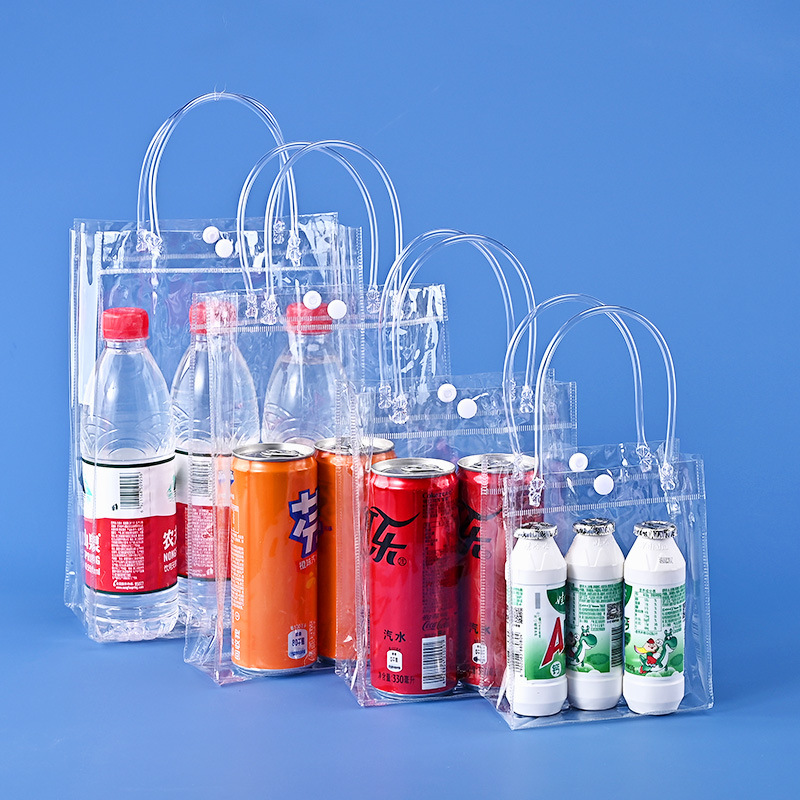 Custom-made pvc plastic handbags, transparent soft tubes, thickened wine packaging bags and souvenir bags for on-site vending details Picture
