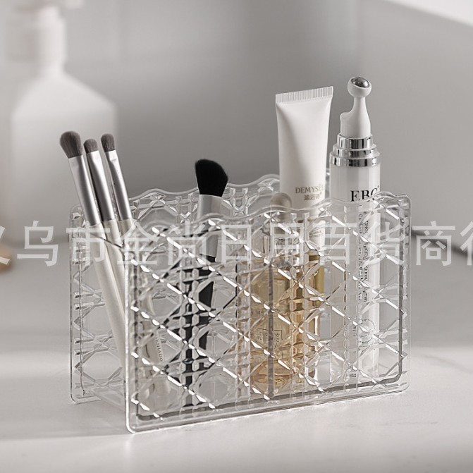 Dust-proof storage box for makeup brushes, desktop cosmetics, transparent internal drawer, multi-functional makeup table and storage rack Specification image