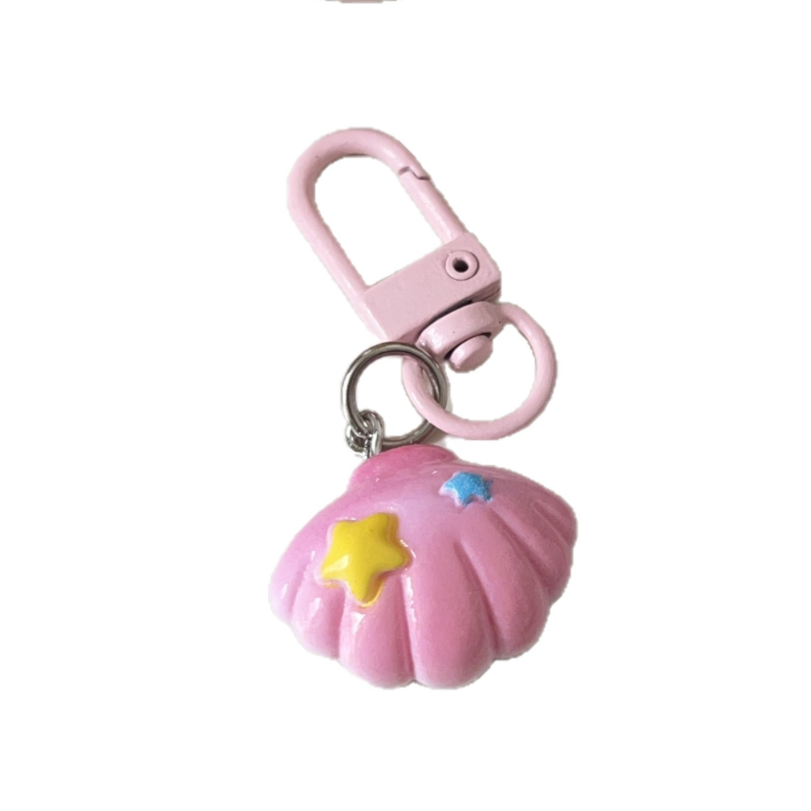 Pink and tender Marine animal keychains, cute cartoon dolphin shell pendants, ins soft and adorable starfish and jellyfish accessories Item Picture