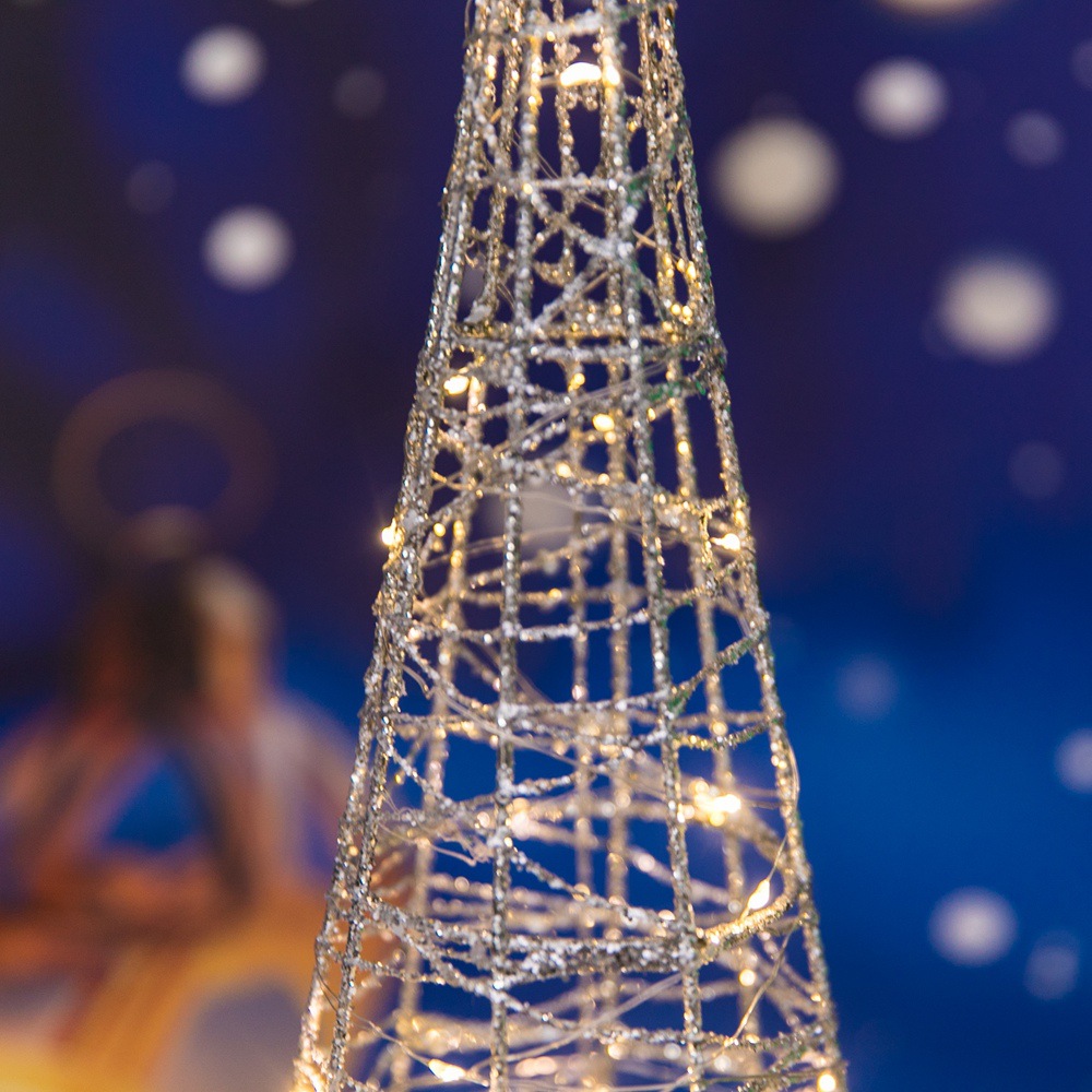 Cross-border Christmas ornaments with lights, led Christmas tree decorations, holiday Christmas supplies, gold powder luminous decorations details Picture