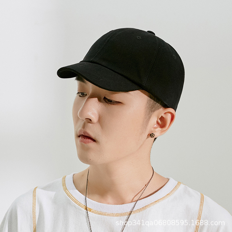 批发短帽 檐美式复古纯色帽子 男棒球帽男韩版软顶鸭舌帽男遮阳帽细节图