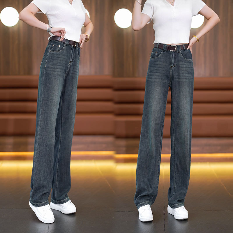 Wide-leg jeans for women 2025 Autumn new style High-waisted slimming wide-leg pants retro stretch versatile floor-length straight-leg pants Specification image