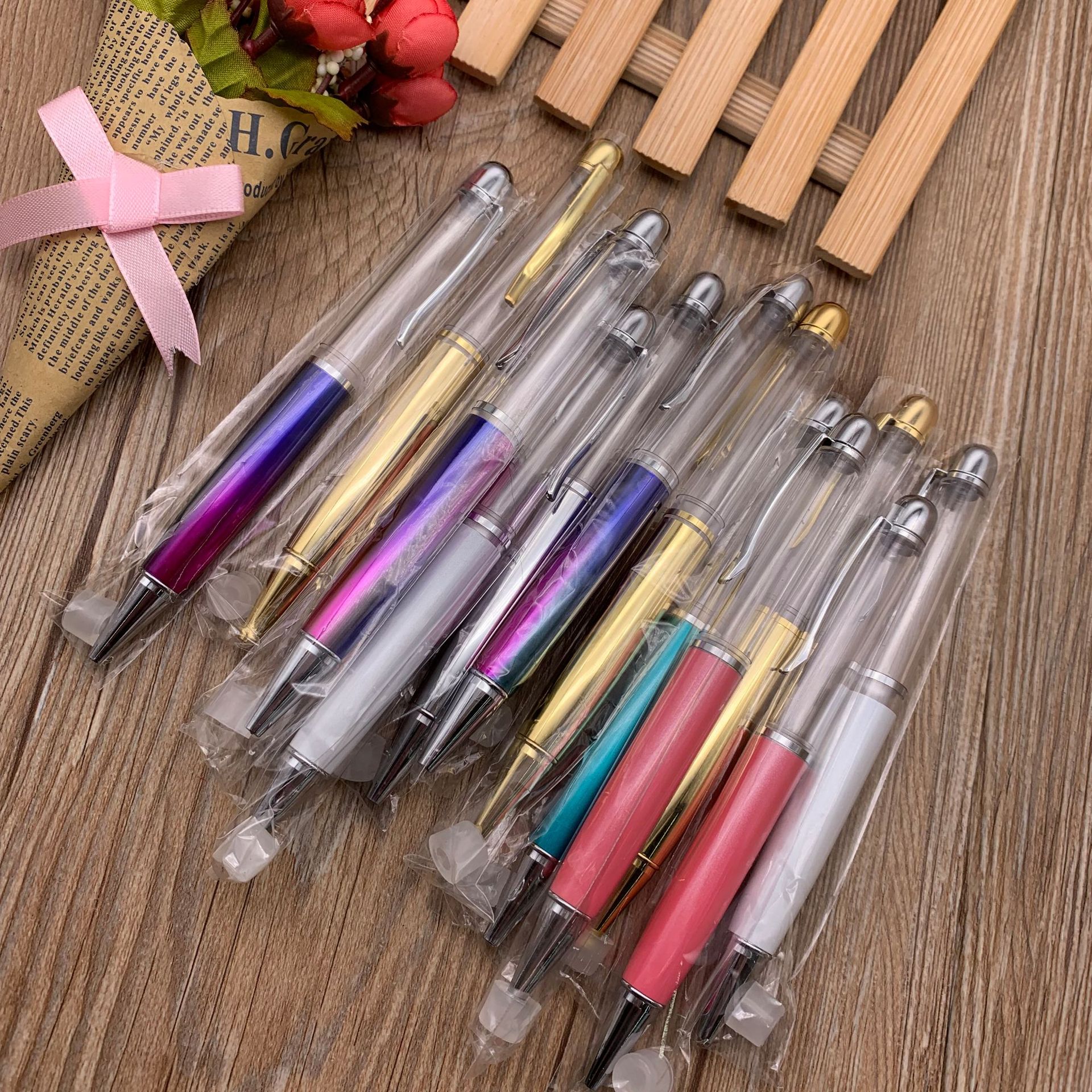 Large, plump and thick style oil pen, diy metal ballpoint pen, empty tube pen, crystal pen Item Picture