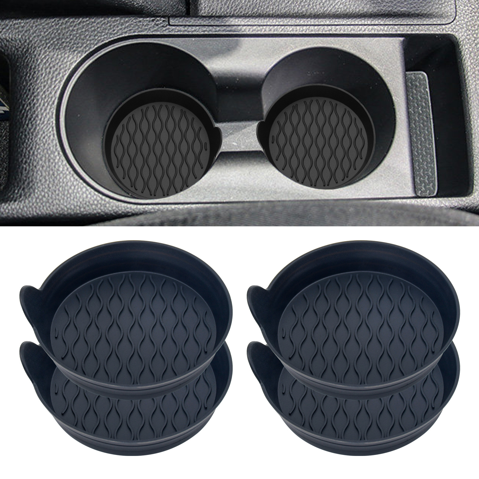 Cross-border best-selling car silicone coasters, car water coasters, round anti-slip MATS, and creative car interior items MATS details Picture