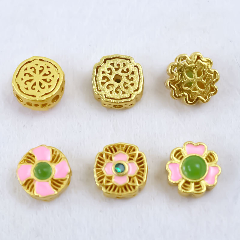 Wholesale of gold-plated, natural amethyst, full-diamond bracelet accessories with beads and spacers
