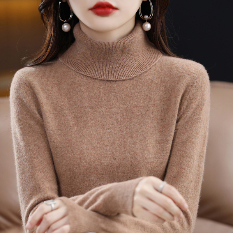 High-neck wool sweater for women in autumn and winter, 100 pure wool base layer, loose sweater pullover, wool knitted sweater Application Scenario