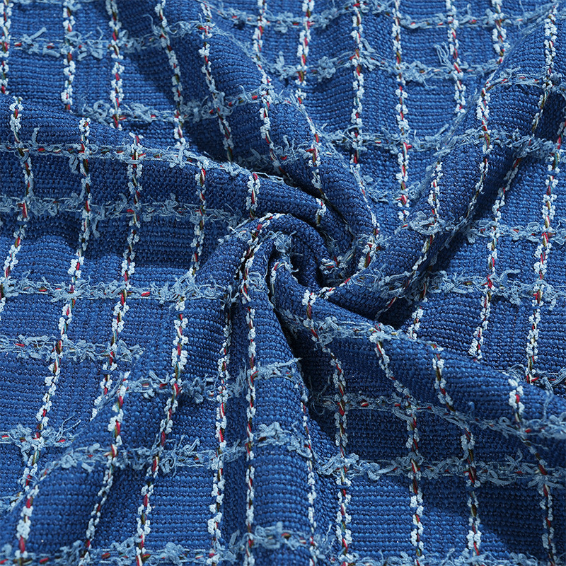Mokas blue scented fabric, coarse-spun tweed coat, jacket, vest, dress, DIY handmade clothing fabric Specification image