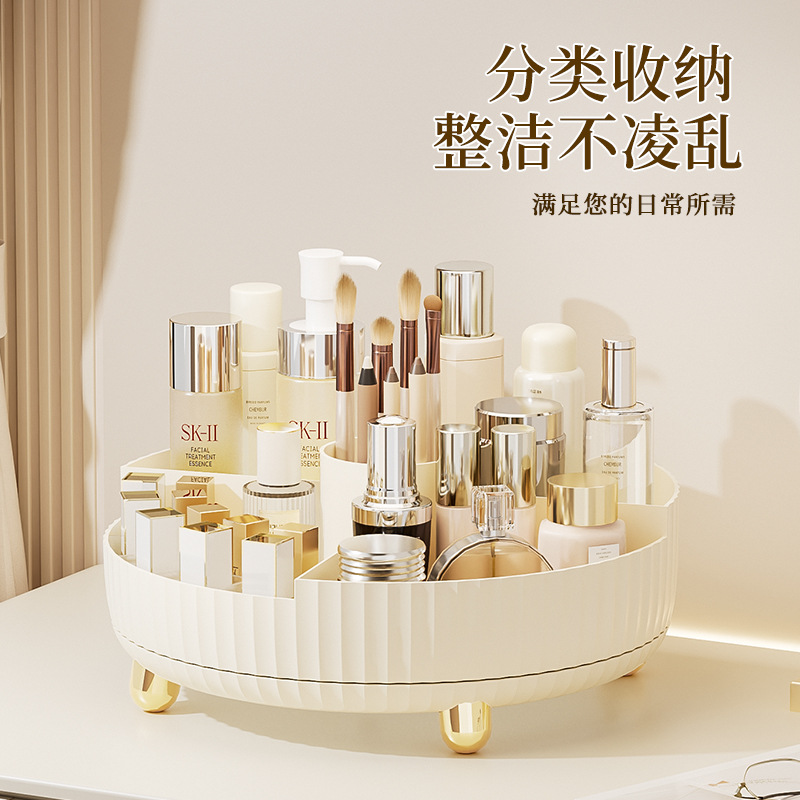 Wholesale cosmetics storage boxes, large-capacity, rotatable desktop for home use, plastic shelves for skin care products, eye shadow and lipstick details Picture