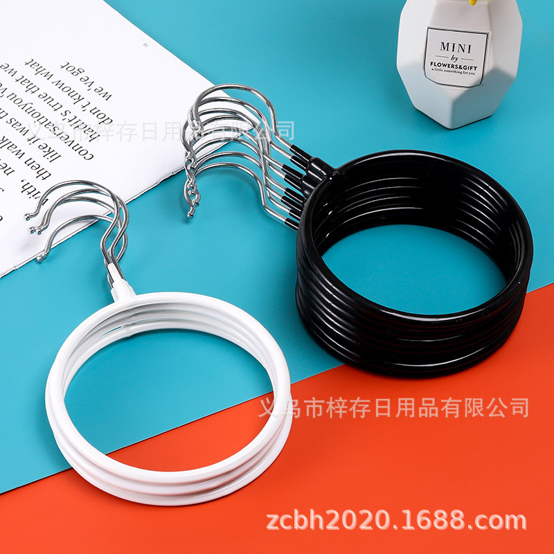 浸塑纳米围巾架高档多功能金属围巾圈丝巾展示架领带防滑衣挂厂家