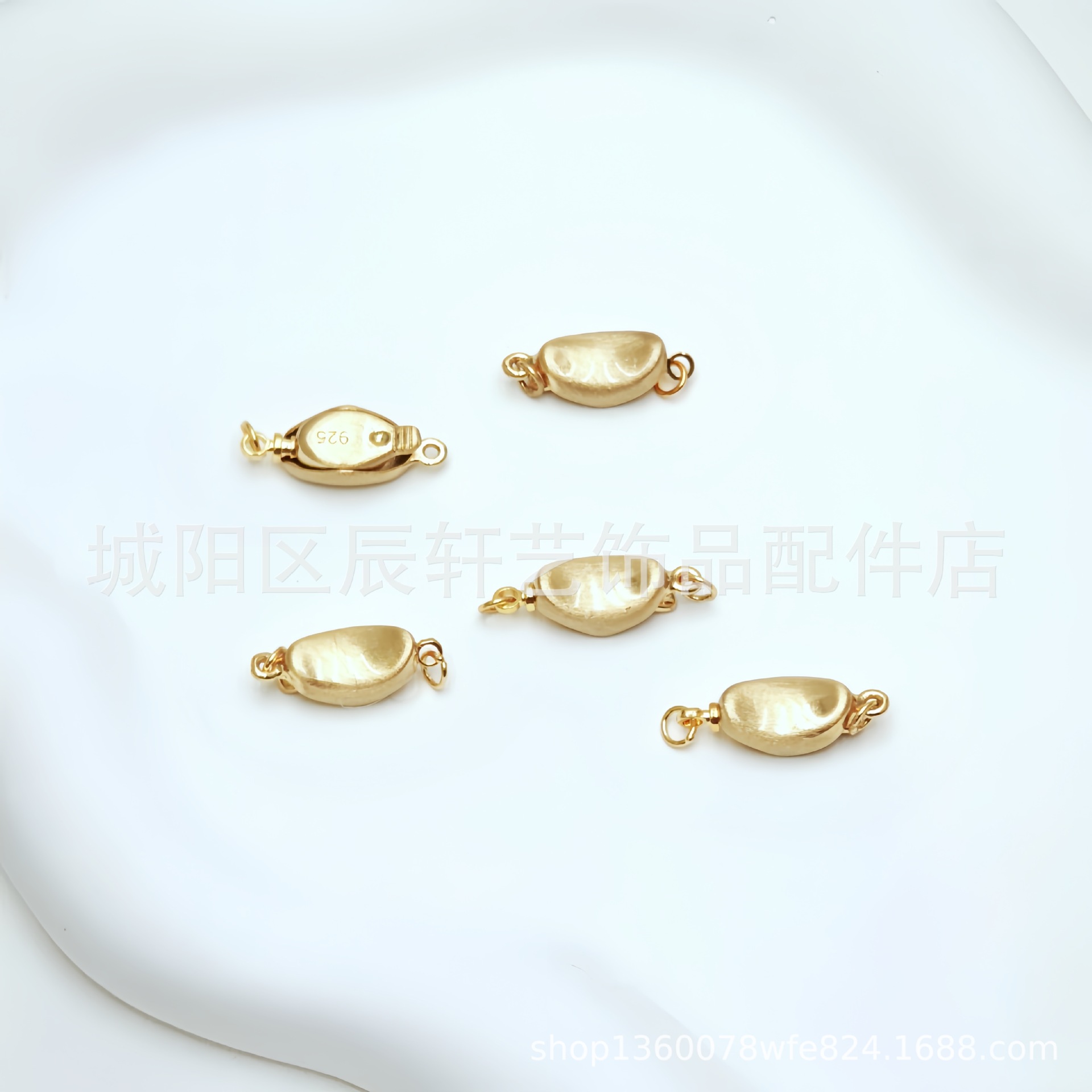 Real gold brushed metal texture ingot buckle necklace, buckle stick buckle pearl necklace bracelet DIY connection buckle head Specification image