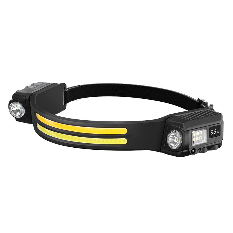 头灯头戴式强光充电夜钓头灯钓鱼专用超亮超轻便携感应灯超长续航白底实物图
