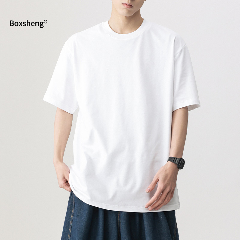 Wholesale short-sleeved T-shirt men's summer thin loose solid color casual top 2026 new style 230g pure cotton base layer