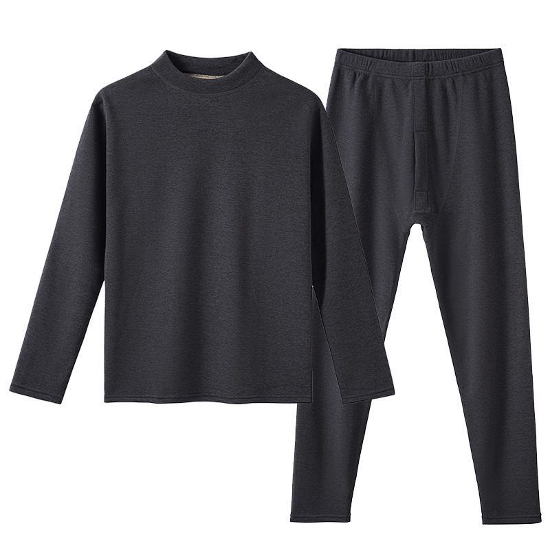 Men's thermal underwear set, winter thickened with fleece, mid-collar, cold-proof, middle-aged and elderly thermal underwear and long Johns, women's thermal underwear set Item Picture
