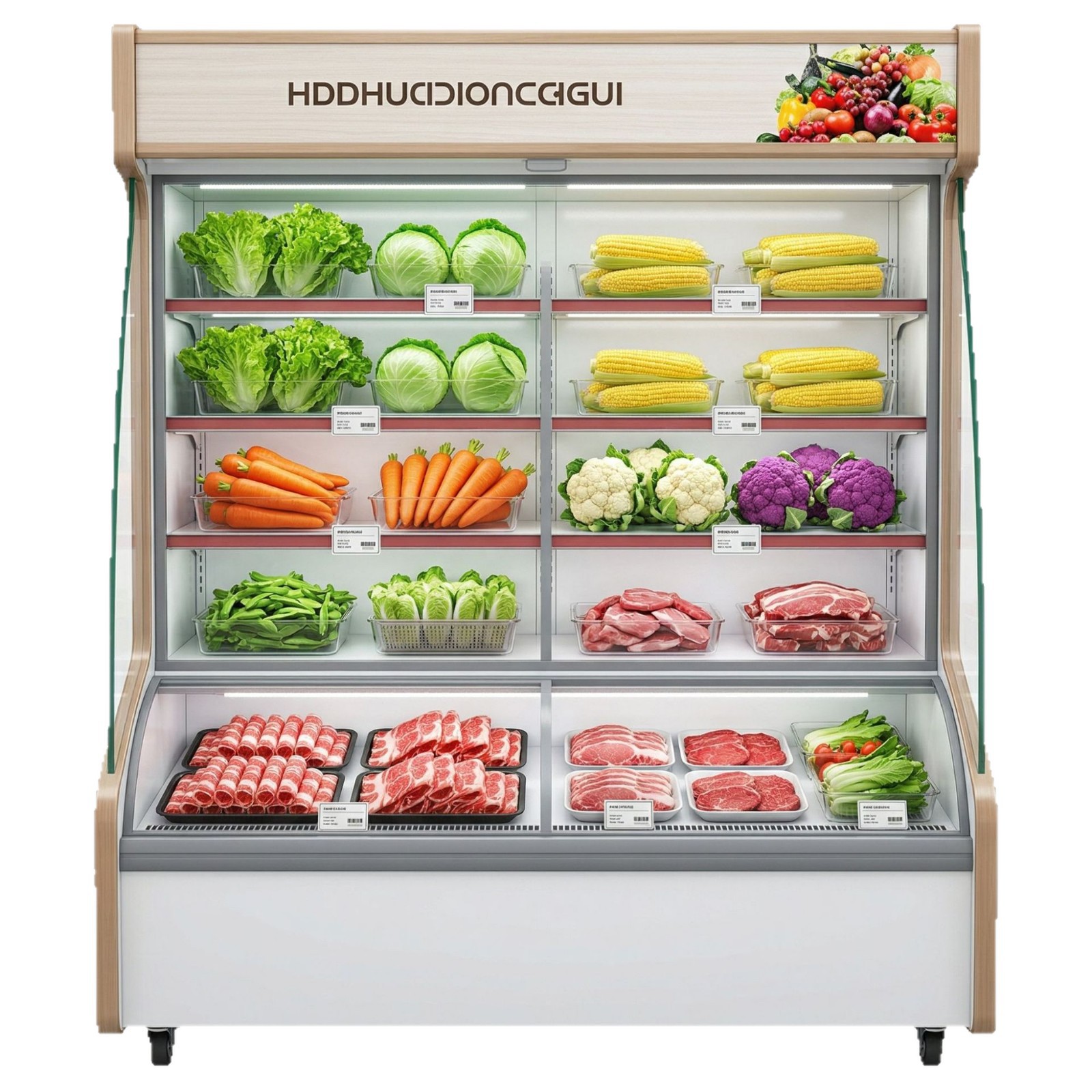 Commercial dual-temperature and triple-temperature vertical large-capacity ordering cabinet, barbecue, spicy hot pot, skewer refrigeration, freezing and preservation display cabinet Item Picture