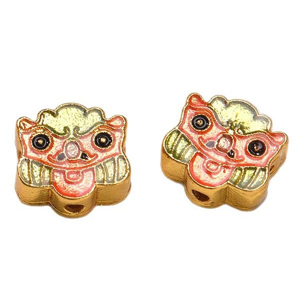 Wholesale of DIY handcrafted jewelry accessories for cute cartoon lion dance head through-hole bracelets and beads in sand gold color preservation Item Picture