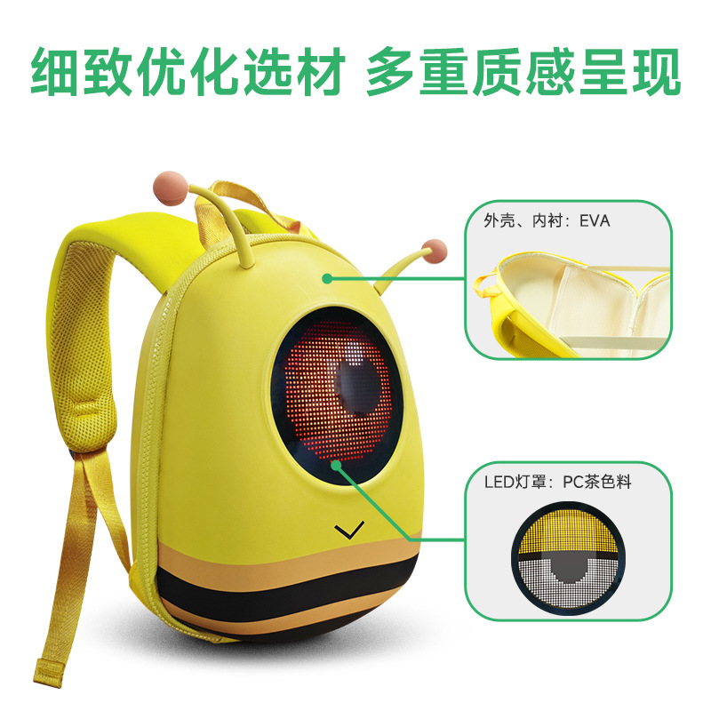 loy Cross-border New LED children's backpack, DIY animation, smart and cute outdoor casual bag and schoolbag for kids details Picture