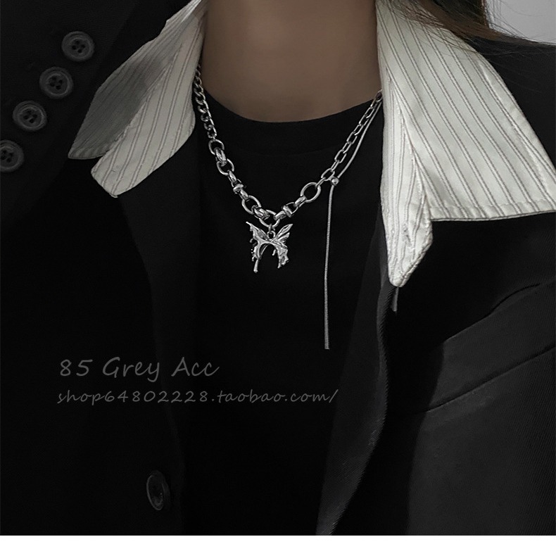 原创拼接蝴蝶吊坠项链女春2024年新款小众设计高级感锁骨链配饰品细节图