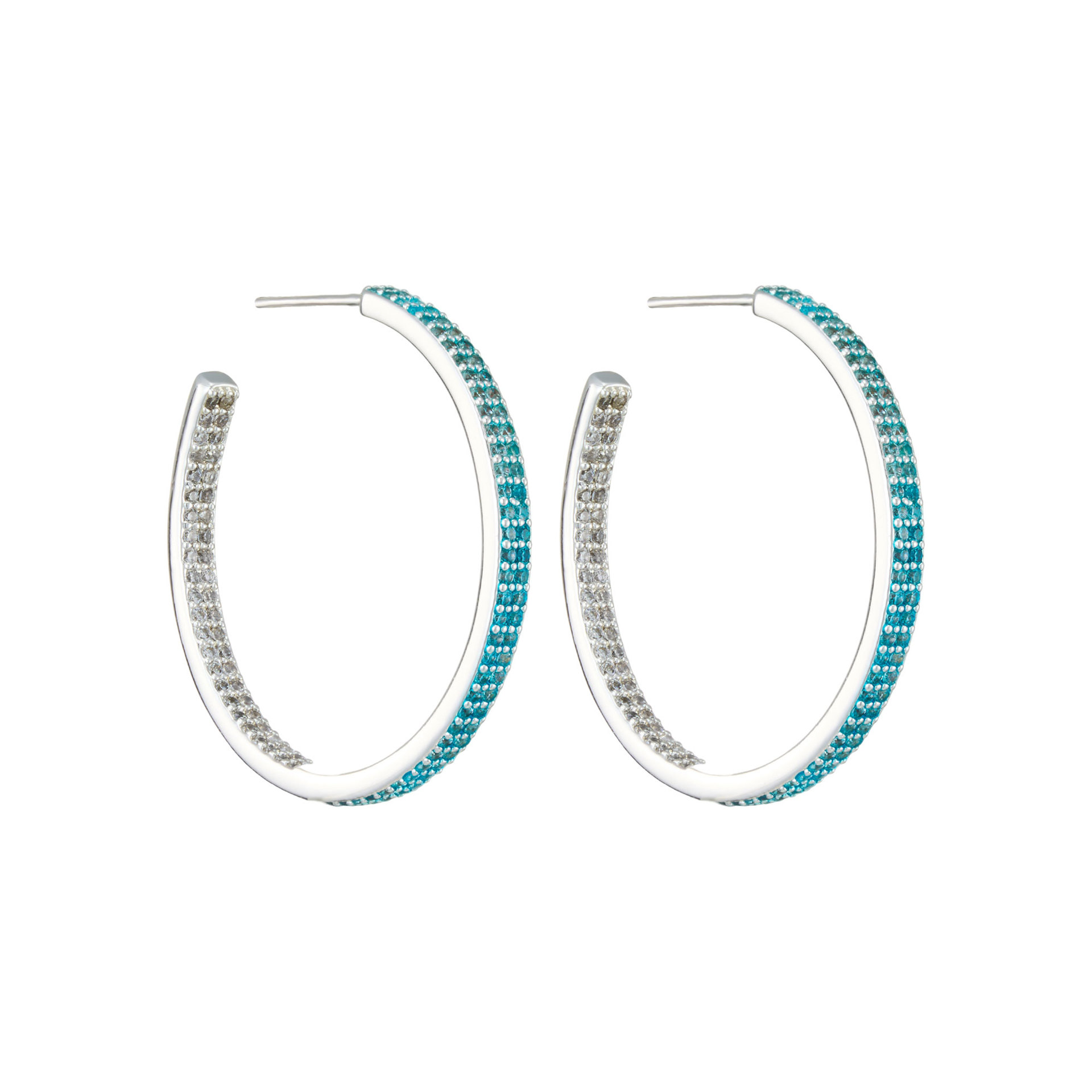 The source factory's light luxury gradient C-shaped earrings are made of copper alloy with micro-inlaid zirconium s925 silver needle high-end ear rings and earrings Item Picture