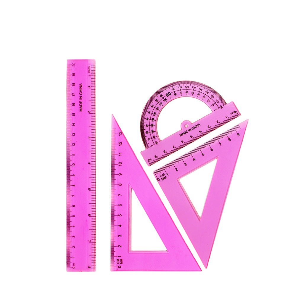 Yalong88135 4 pcs Geometry Set, Computer Resin Ruler, Math Tool Set, School Stationery Set