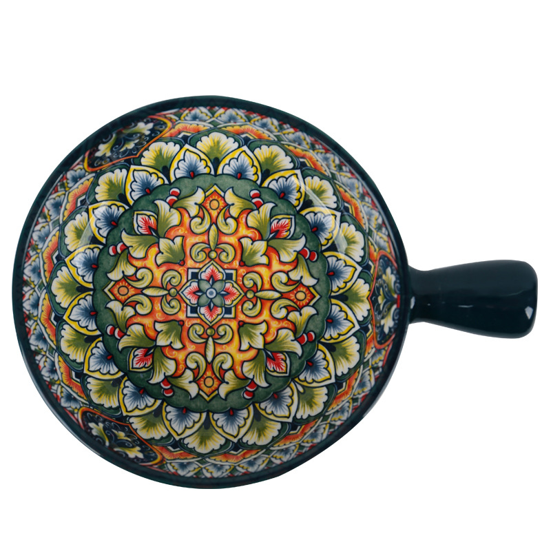 Bohemian bowl and plate tableware set manufacturer wholesale underglaze ceramic dinner plates, baking plates, rice bowls, tree-patterned soup bowls Item Picture