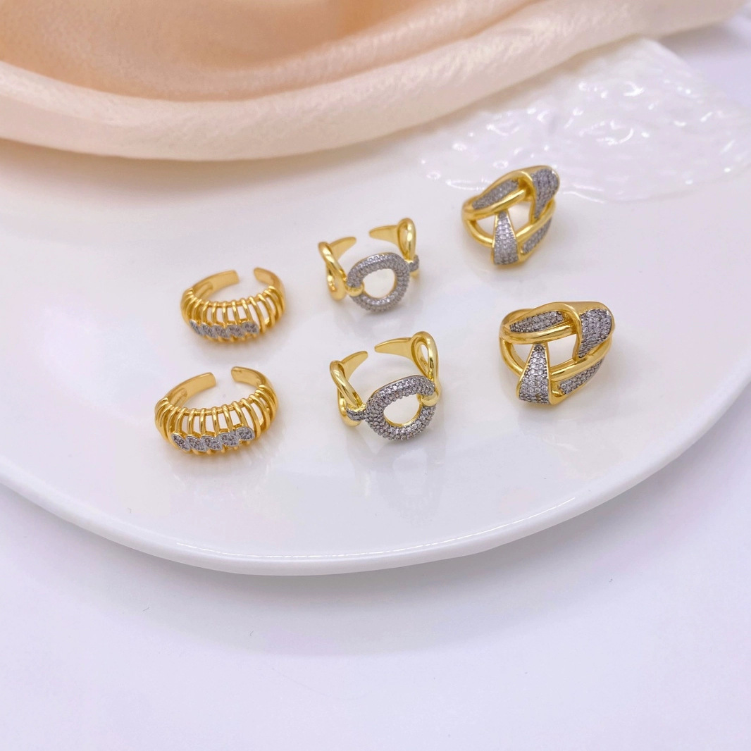 vintage genuine gold electroplated with diamond setting, fashionable and elegant, exquisite and versatile ring jewelry Specification drawing