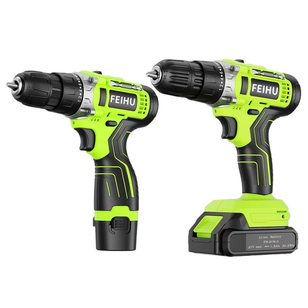 Feihu 12V21V high-power electric tool, hand drill, household multi-functional lithium battery, small steel cannon, electric drill set Item Picture