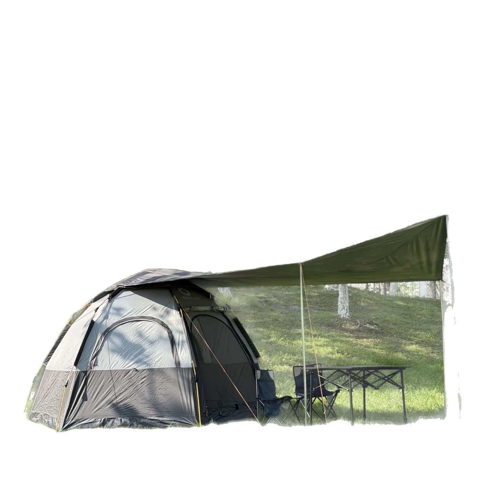 Outdoor sunshade, camping full set of equipment, sky tent, silver-coated sun-protective fabric, camping, multi-functional hexagonal tent Item Picture