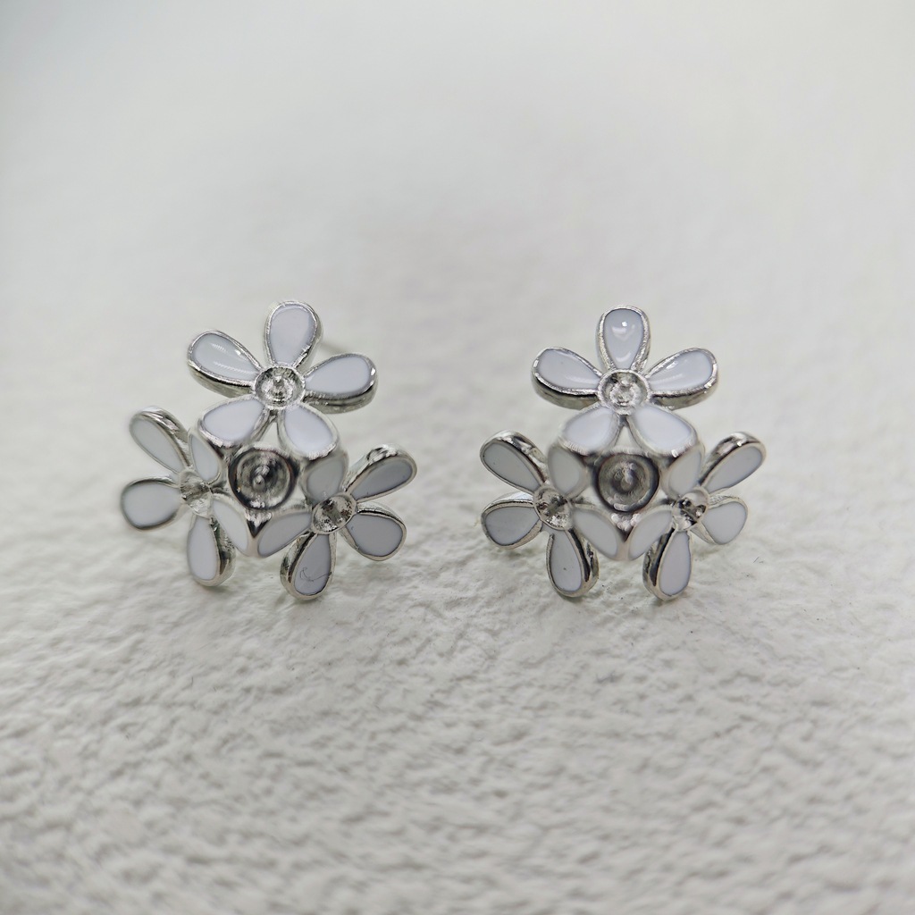 DIY pearl set accessories, oil-dripping flower earrings, pendant, ring accessories, niche design jewelry set for women details Picture