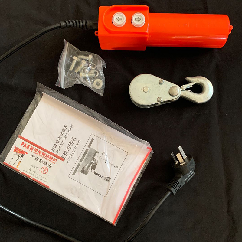 Micro electric hoist PA1000 12-meter wire rope household small crane household electric hoist 220V factory direct sales Specification image
