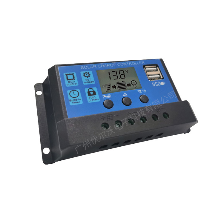 pwm solar controller 10A, 20A, 30A, 12V, 24V, USB charge and discharge photovoltaic street lamp system controller details Picture